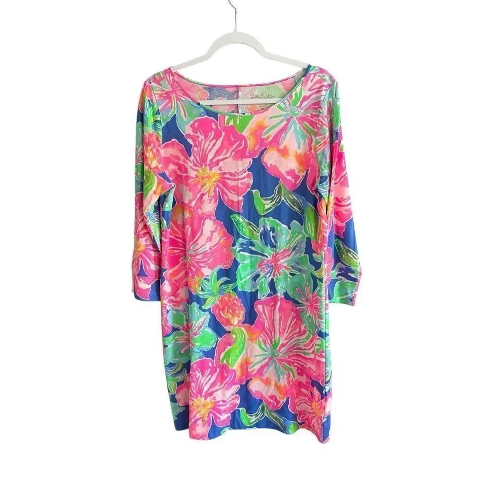 Lilly Pulitzer Marlowe Womens Jungle Utopia 3/4 Sleeve Mini Dress Size Large